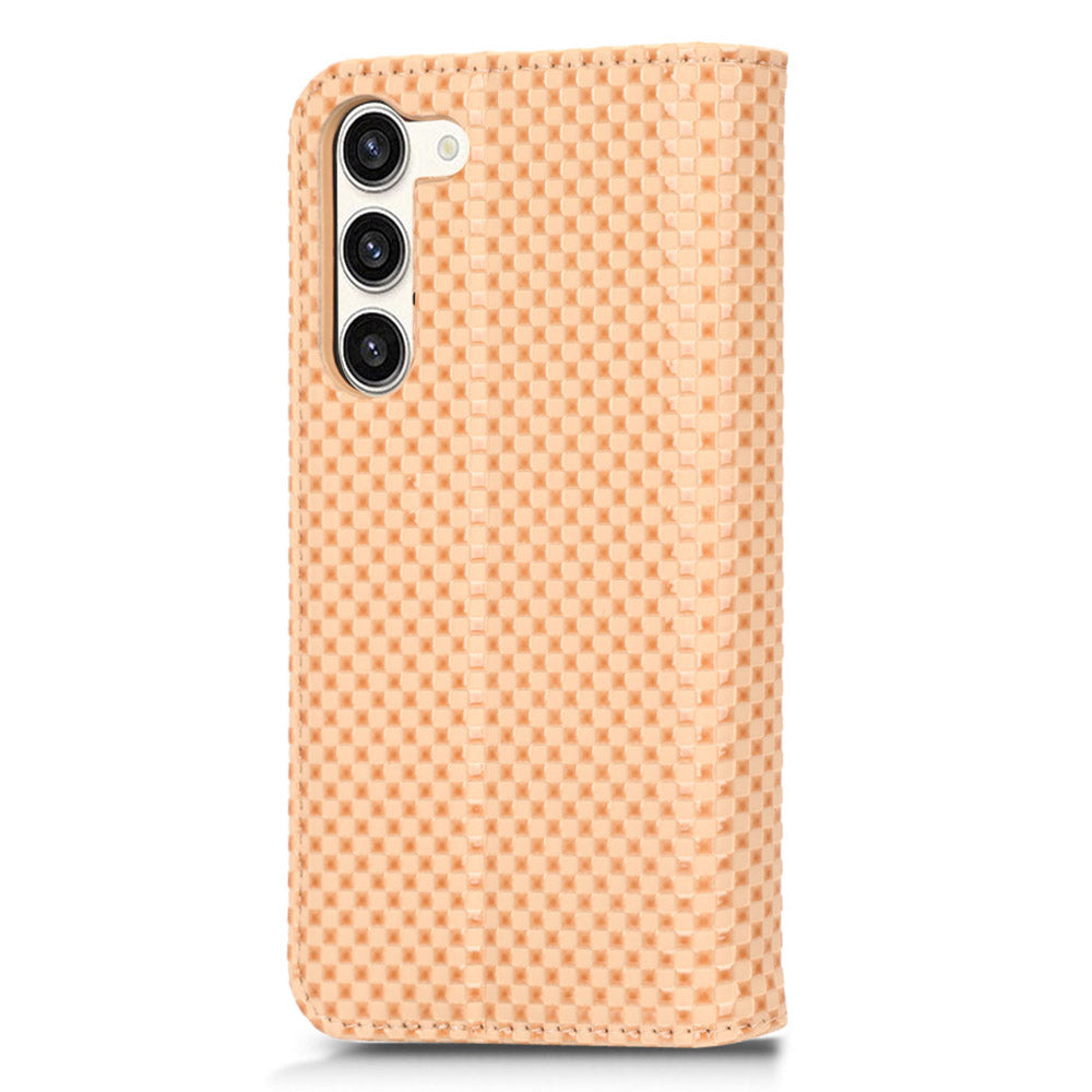 For Samsung Galaxy S23 Magnetic Auto-absorbed Stand Case Grid Texture PU Leather Phone Wallet Cover For Samsung Galaxy S23 Magnetic Auto-absorbed Stand Case Grid Texture PU Leather Phone Wallet Cover